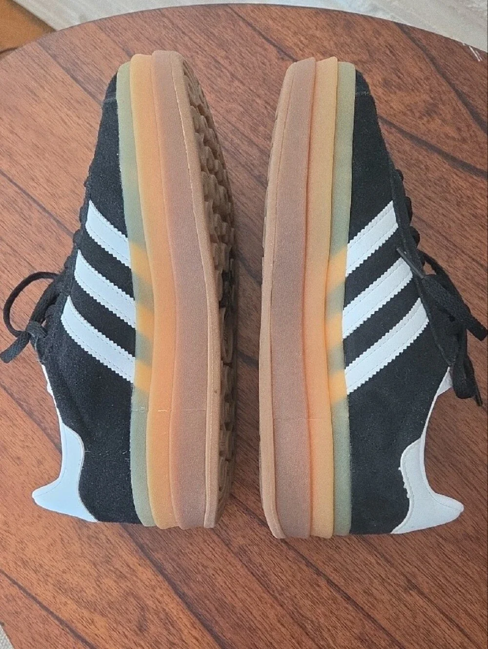 adidas Gazelle Women's Black Suede Sneakers with White Stripes and Gum Sole